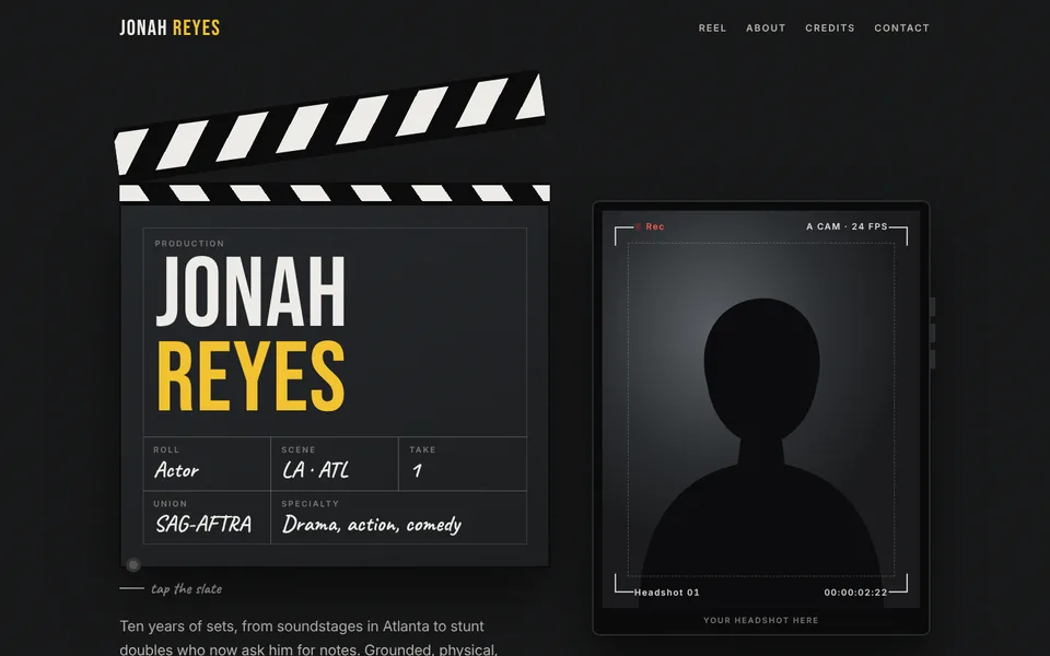 Slate style actor website