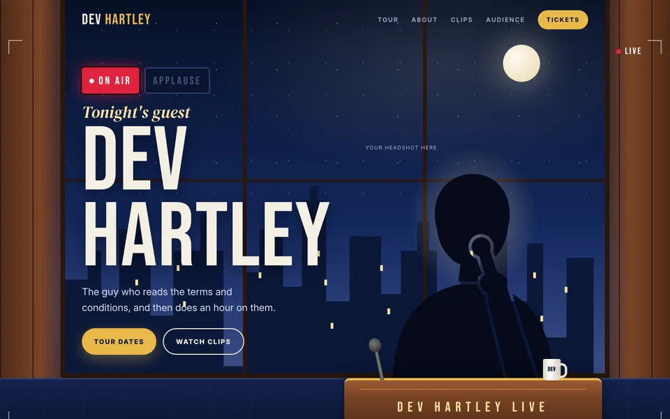Late Night style comedian website